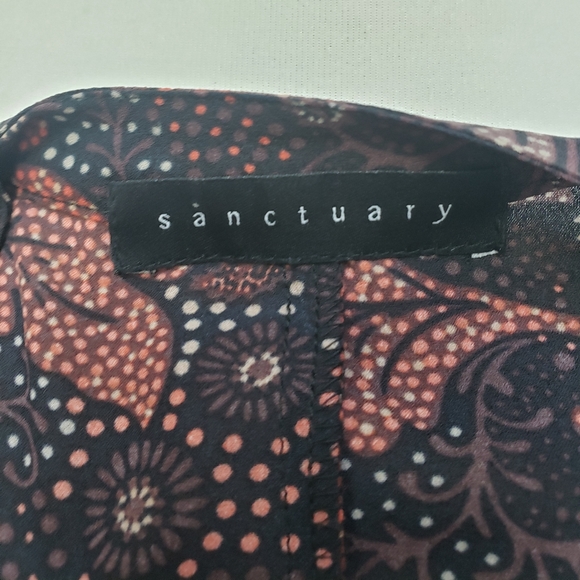 Sanctuary brown orange fall print sleeveless sheer top. Size large. No tag. - Picture 5 of 6